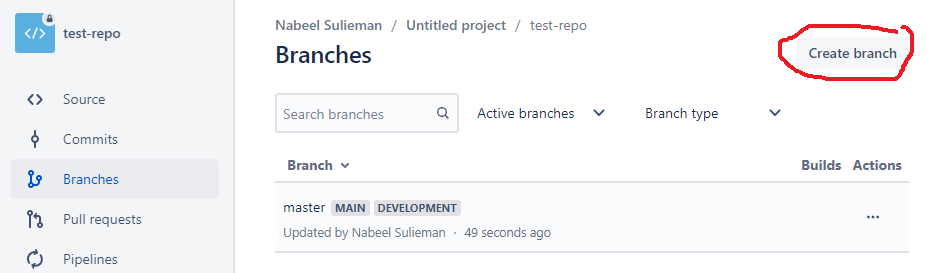 Bitbucket Create Branch