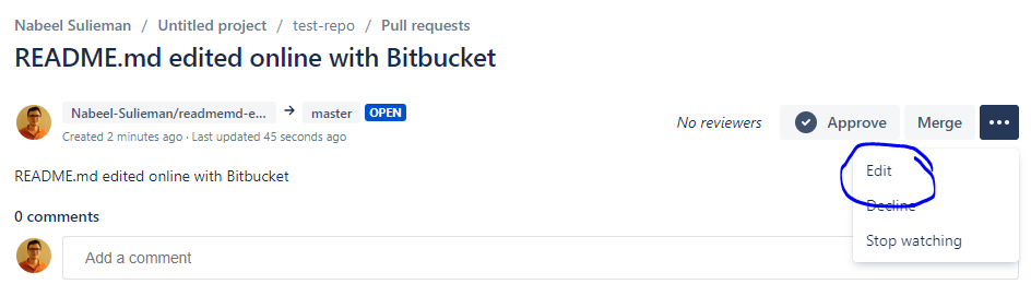 Bitbucket Update Pull Requests