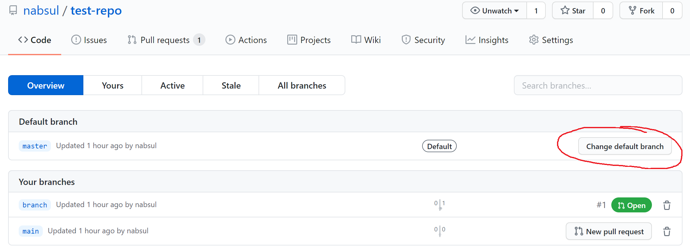 GitHub Change Default Branch